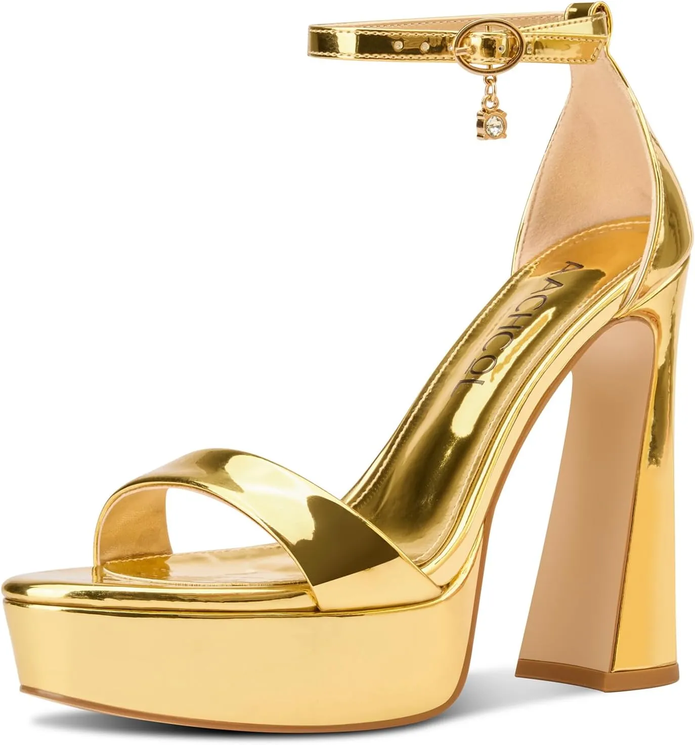 Aachcol Womens Platform Chunky High Heels Open Toe Ankle Strap Block Heeled Sandals Prom Sexy Dress Shoes 5.1 Inches Heels