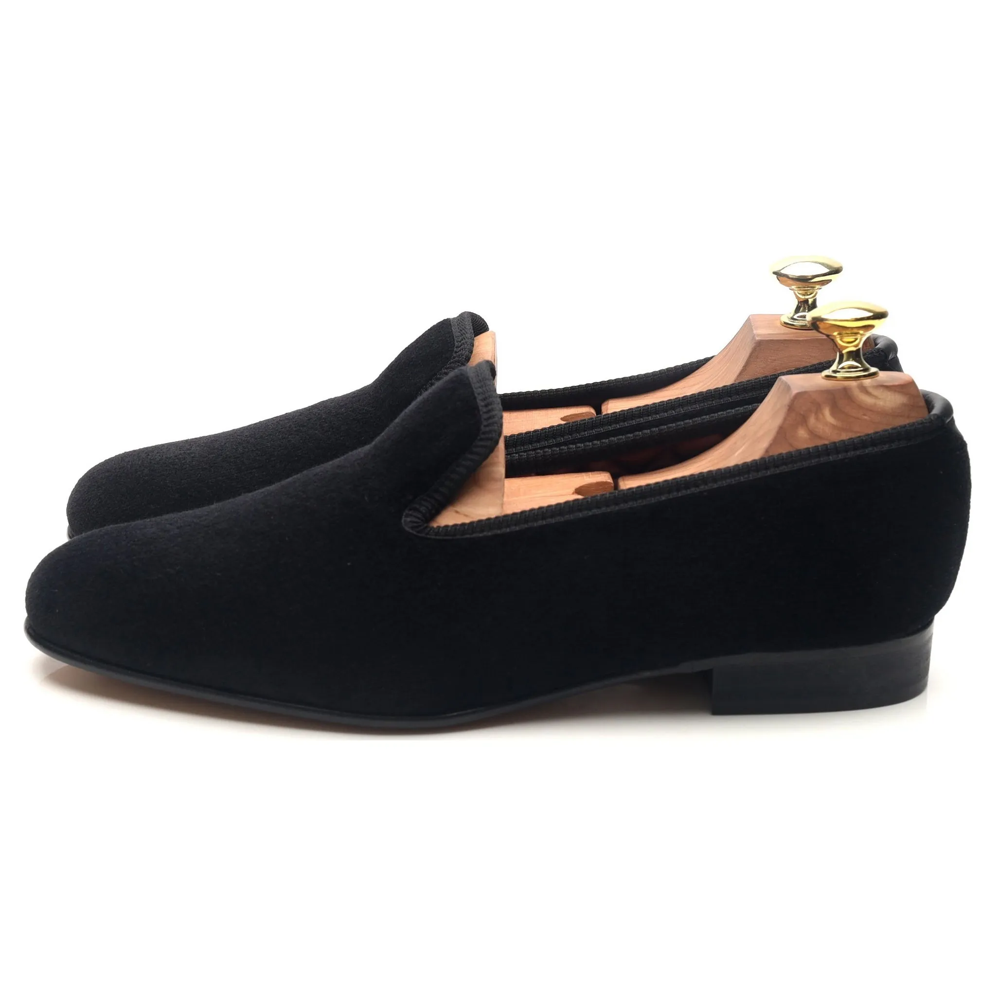 'Albert' Black Velvet Slippers UK 7