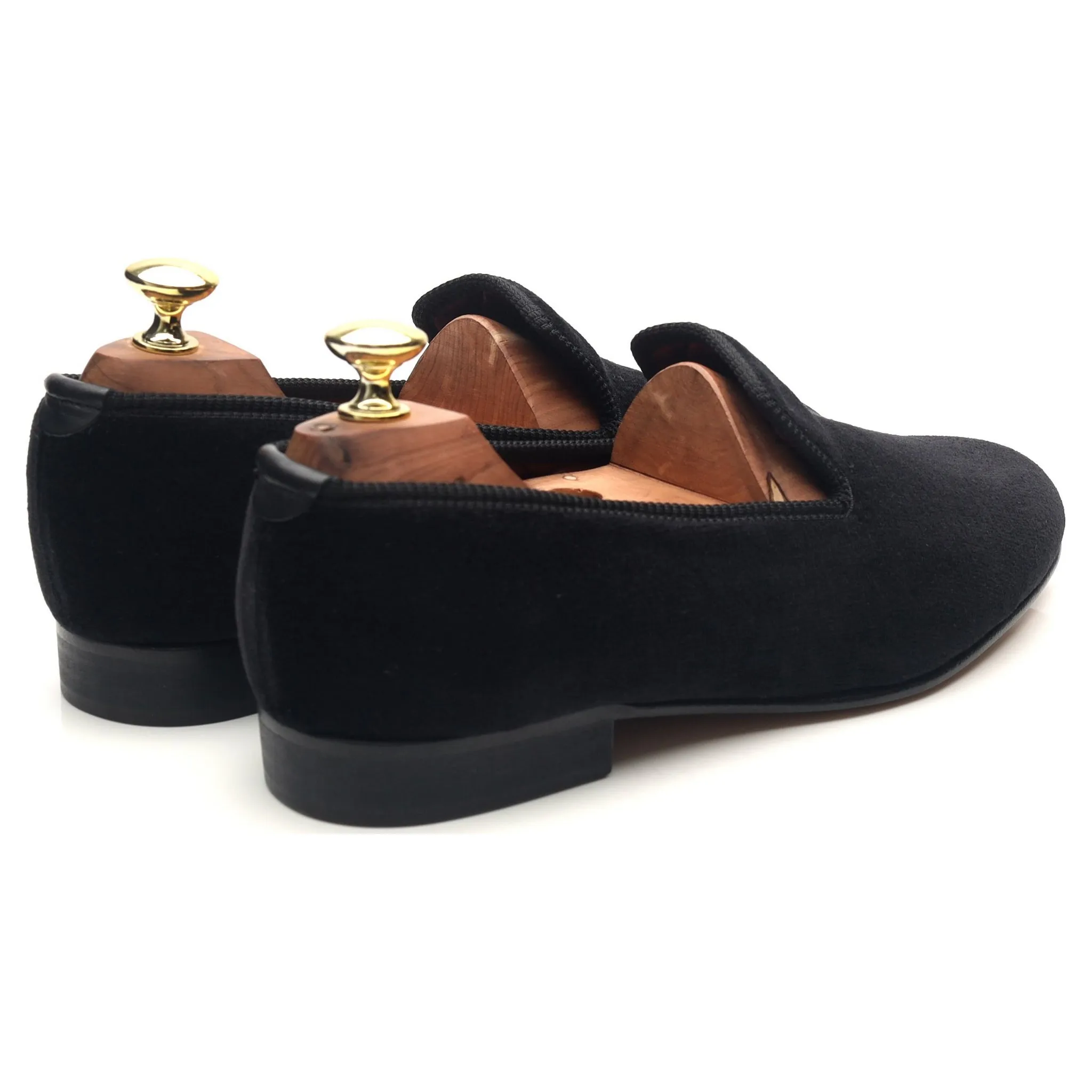 'Albert' Black Velvet Slippers UK 7