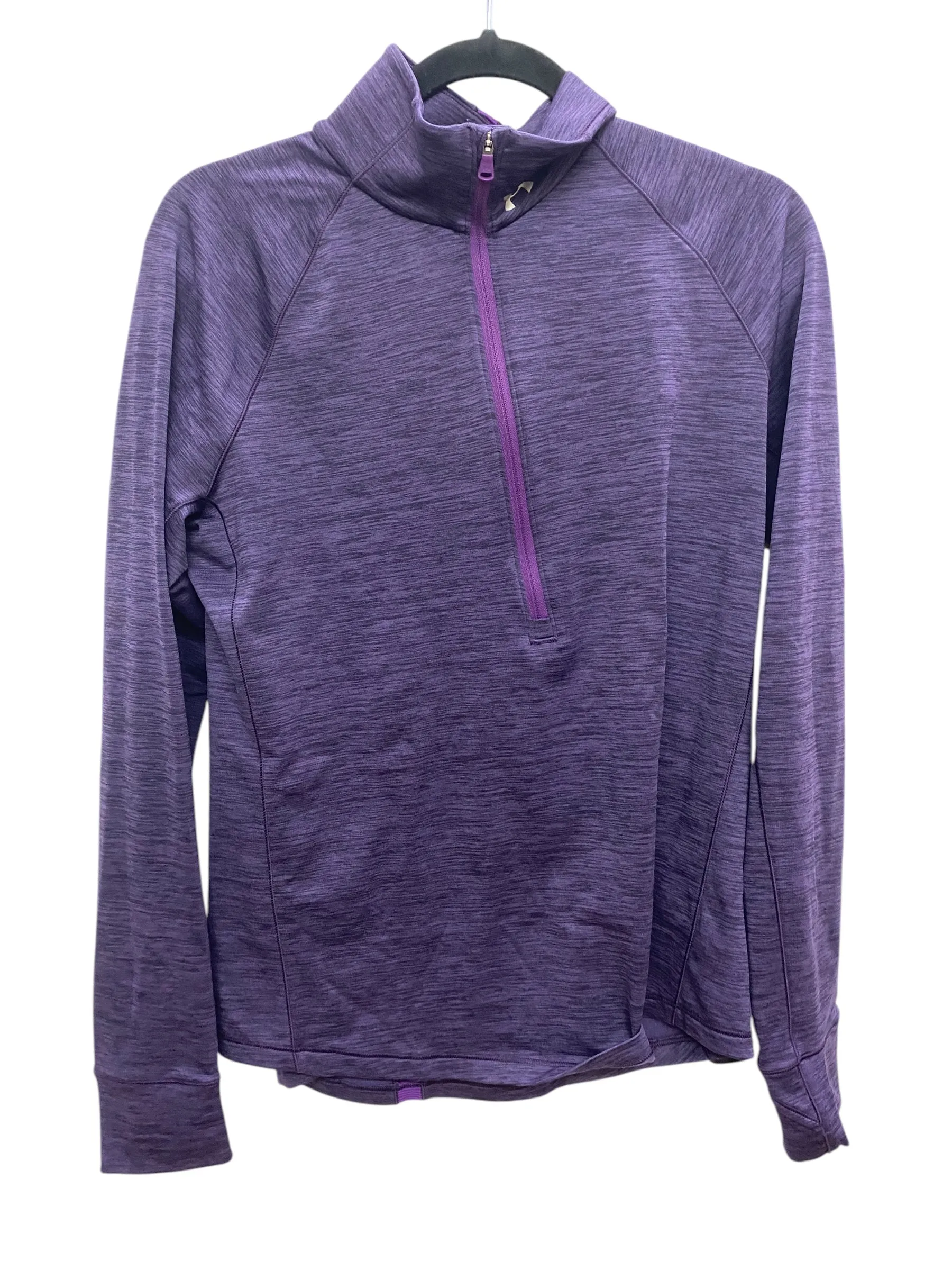 Athletic Top Long Sleeve Collar By Under Armour In Purple, Size: Xl