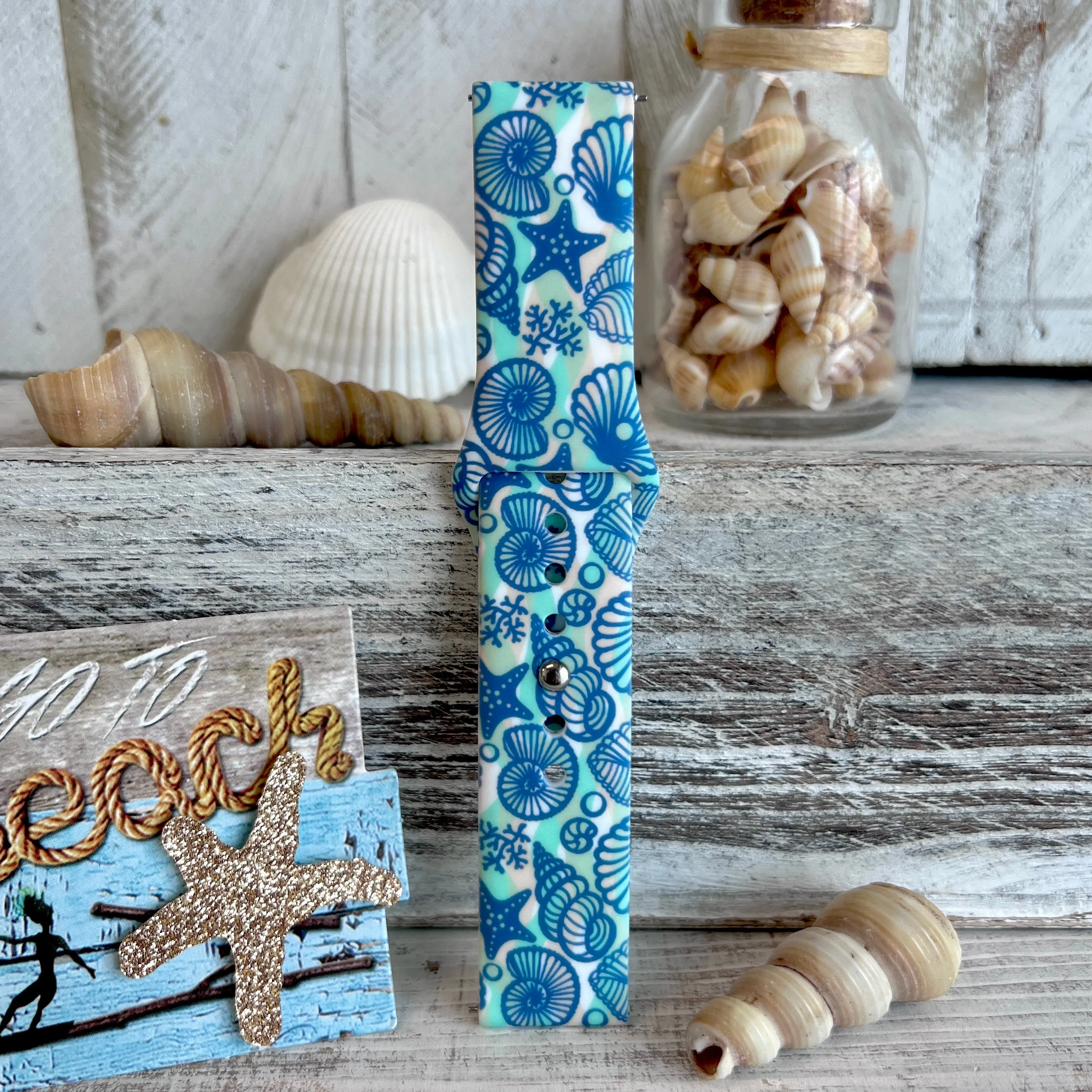 Beachy Seashell Print Silicone Band For Samsung Watch