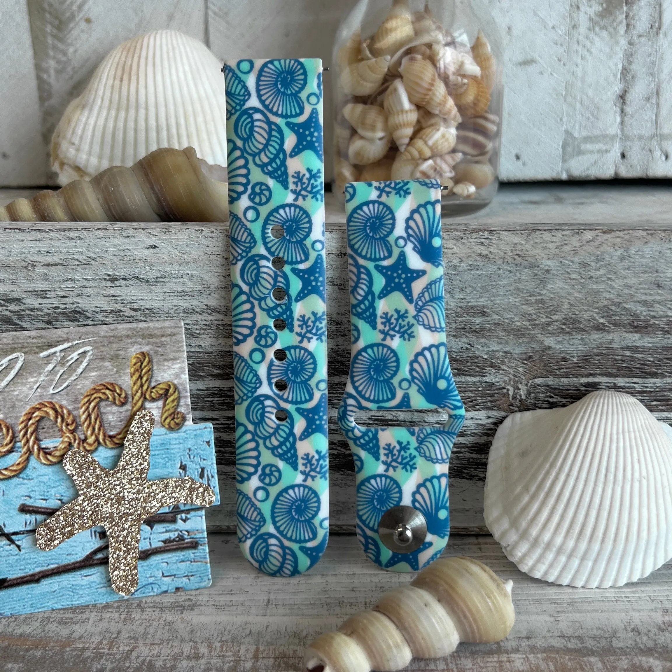 Beachy Seashell Print Silicone Band For Samsung Watch