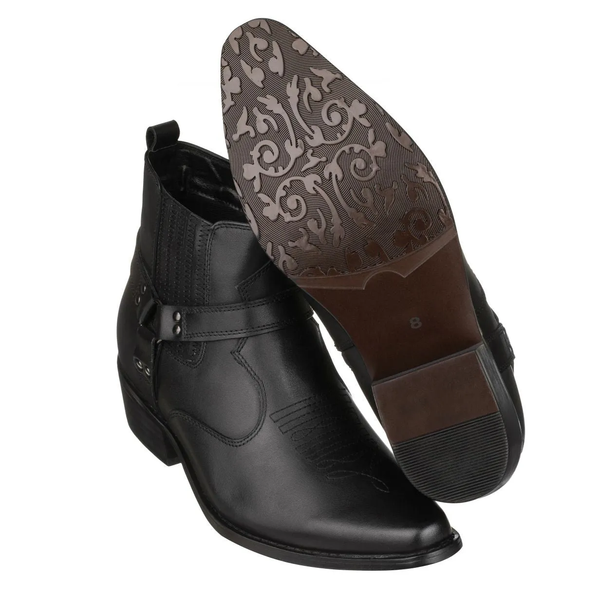 CALTO - T8112 - 3.3 Inches Taller (Black) - Zipper Boots