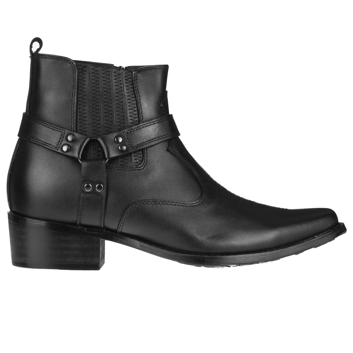 CALTO - T8112 - 3.3 Inches Taller (Black) - Zipper Boots