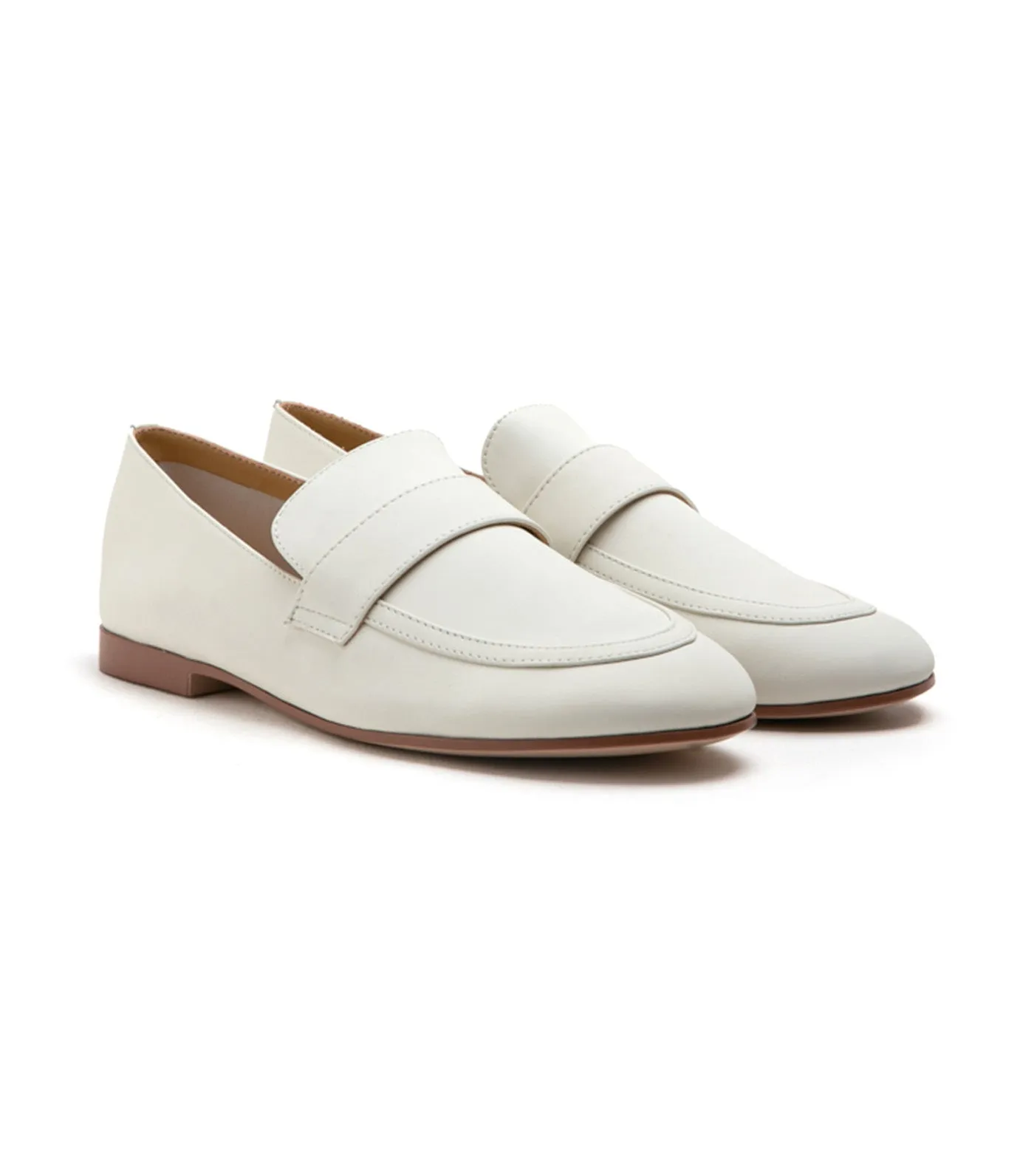 Enola Casual Leather Loafers Beige