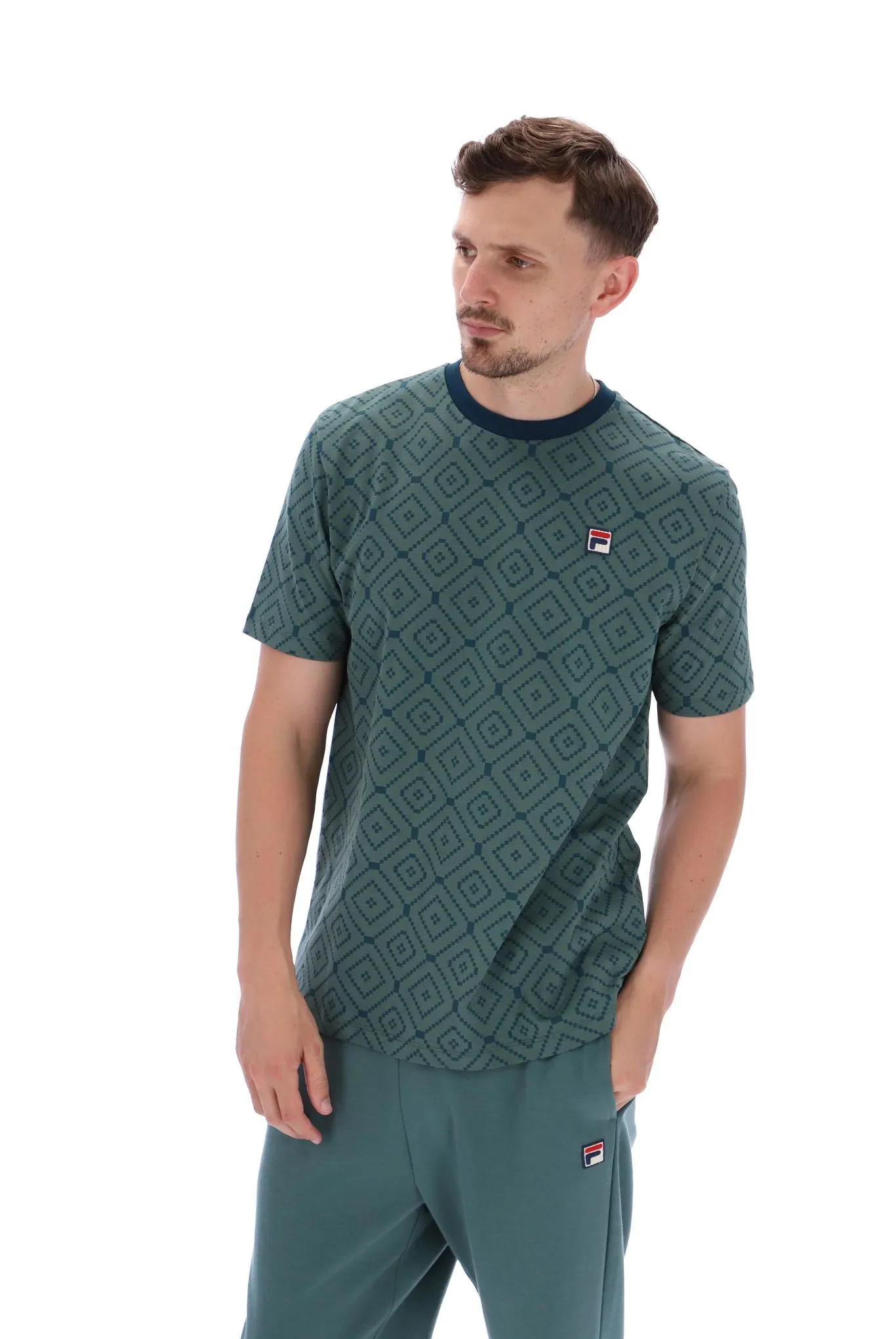 Fila® Vintage WILLIAM AOP Printed T-Shirt/Dark Forest - New AW23