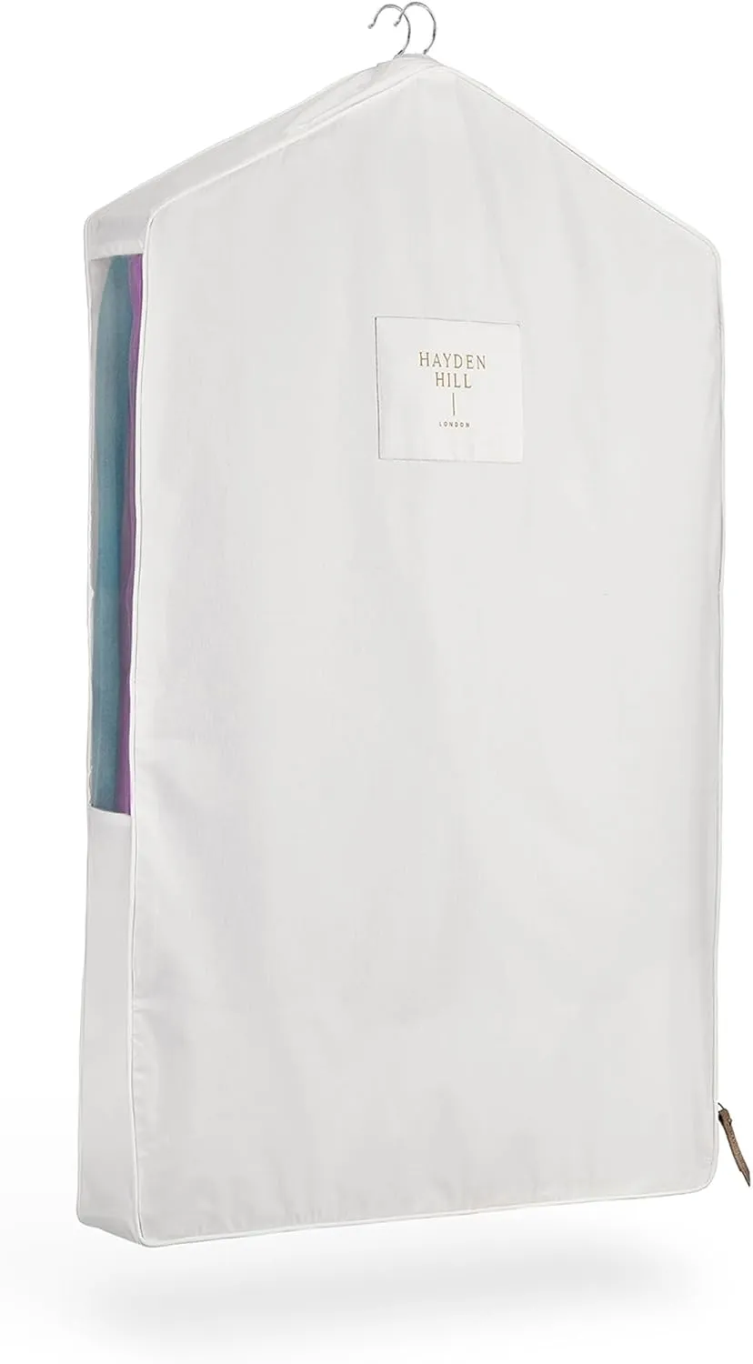 Hayden Hill Luxury Organic Cotton Garment Storage Bag - Short 40 Inch - Breathable Hanging Clothes Bag for Short Dresses, Jackets & Suit Bags for Closet Storage - Certified Carbon Neutral