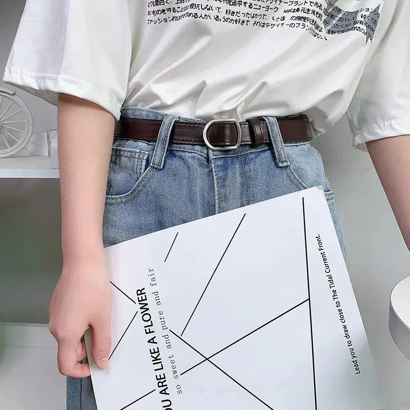 Internet Celebrity with The Same Thin Belt Women's Simple and Non-porous Student Jeans Belt Women's Black Ins Cool