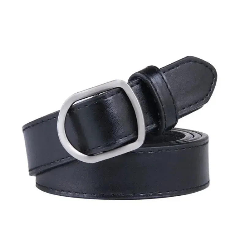 Internet Celebrity with The Same Thin Belt Women's Simple and Non-porous Student Jeans Belt Women's Black Ins Cool