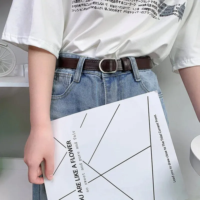Internet Celebrity with The Same Thin Belt Women's Simple and Non-porous Student Jeans Belt Women's Black Ins Cool