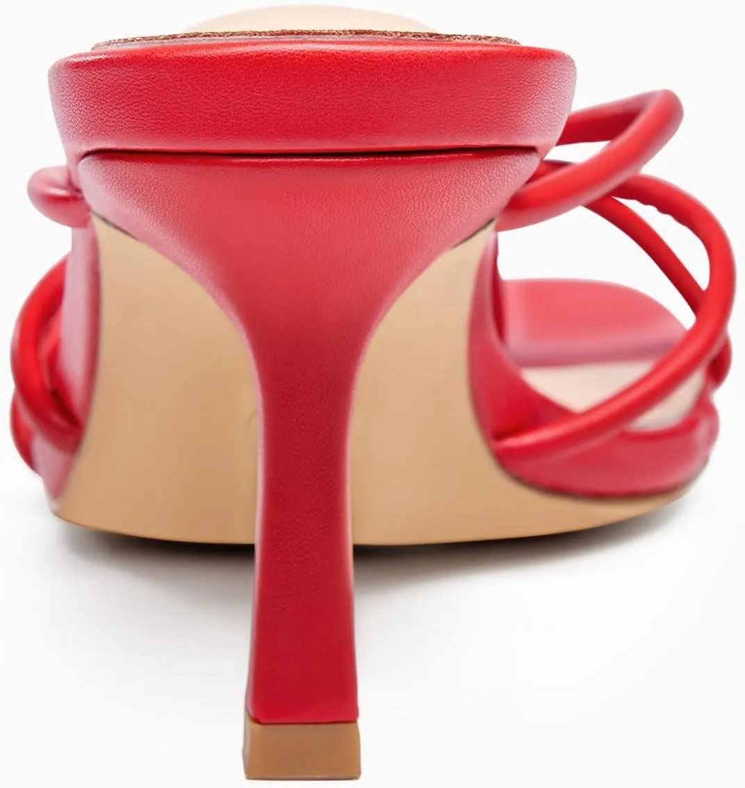 LAICIGO Women??s Square Open Toe Flip Flops Stiletto Heels Strappy Thong Slide on Slingback Mules Sandals