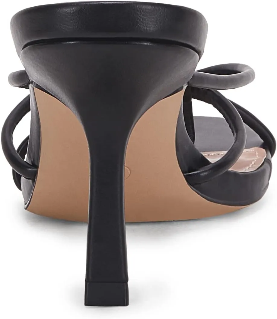 LAICIGO Women??s Square Open Toe Flip Flops Stiletto Heels Strappy Thong Slide on Slingback Mules Sandals