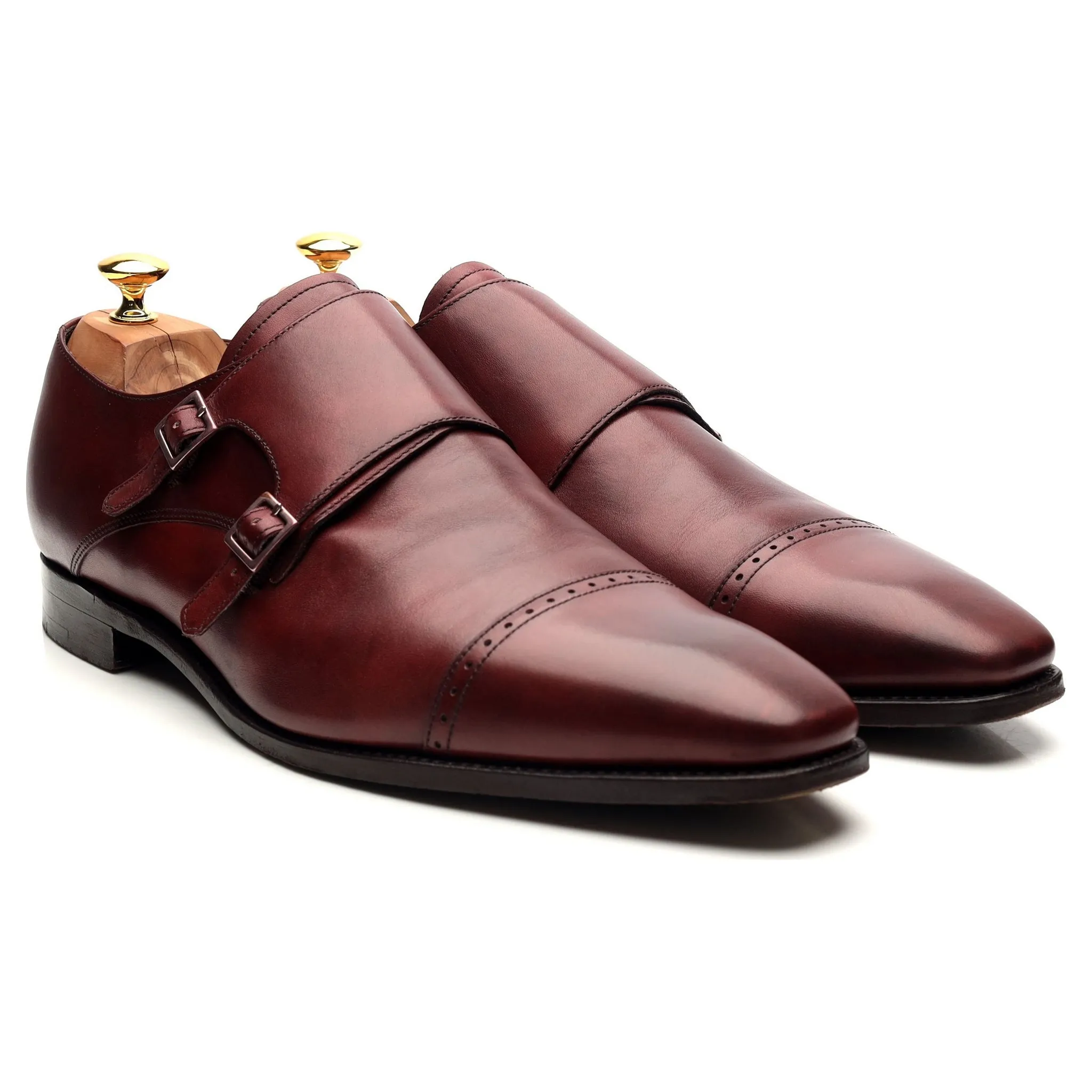 'Lancaster' Burgundy Leather Doble Monk Strap UK 12 FX
