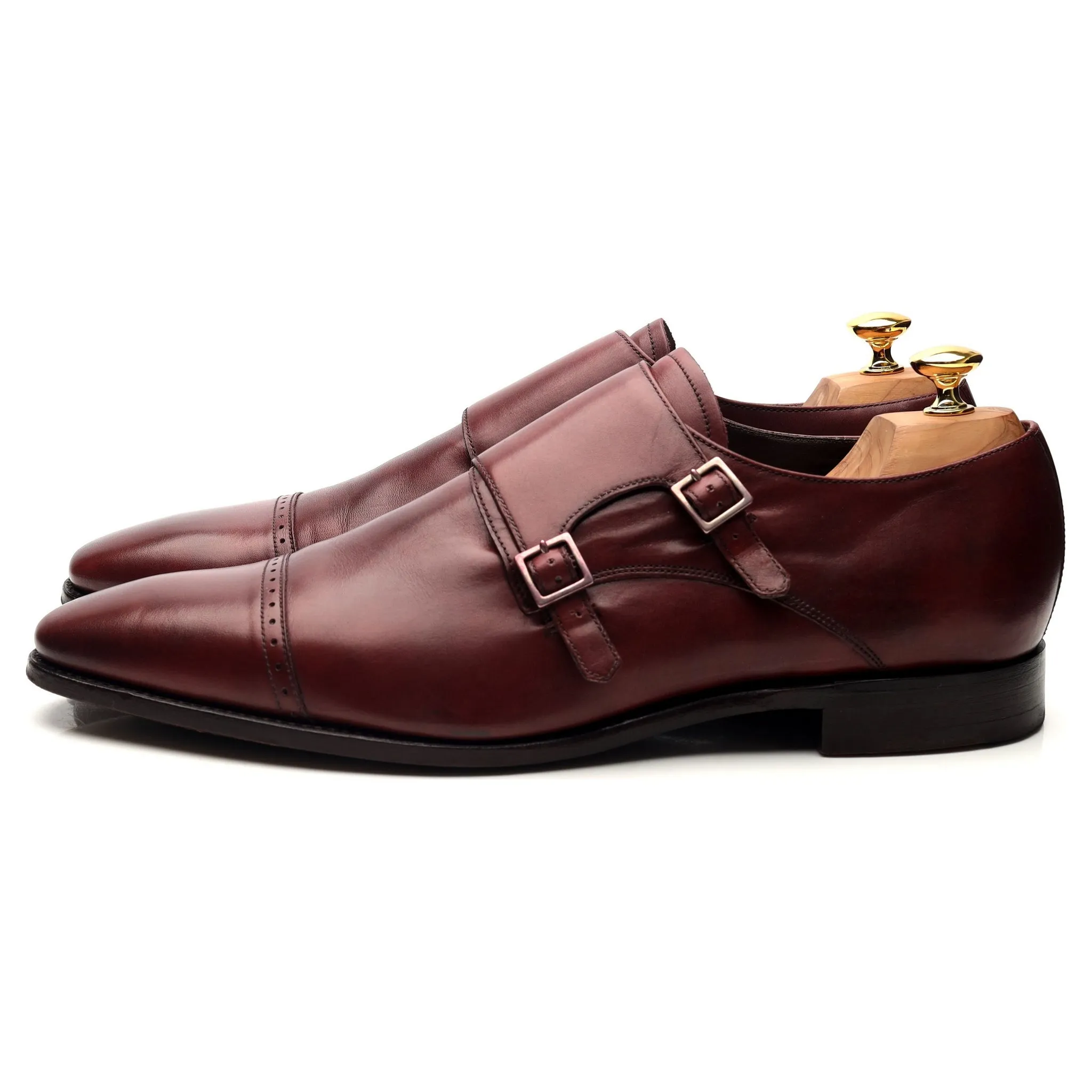 'Lancaster' Burgundy Leather Doble Monk Strap UK 12 FX
