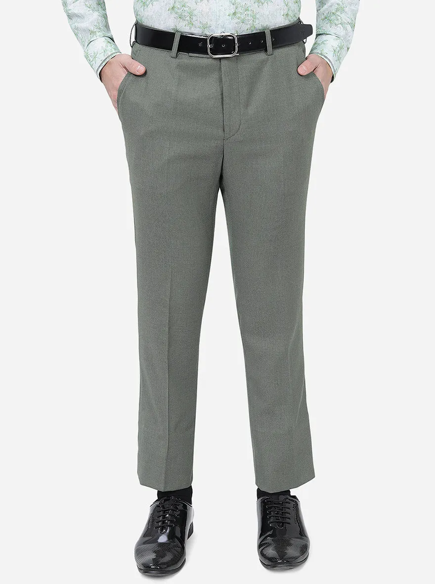 Light Green Solid Slim Fit Formal Trouser | Metal