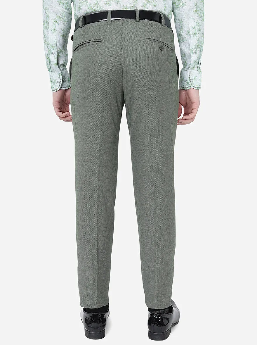 Light Green Solid Slim Fit Formal Trouser | Metal