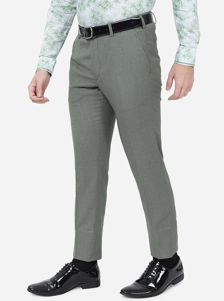 Light Green Solid Slim Fit Formal Trouser | Metal