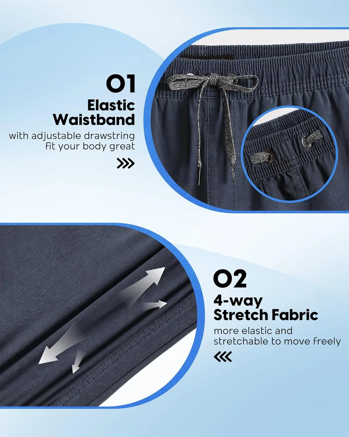 maamgic Men's 5 inch Inseam Shorts Pull-On Relaxed Fit Comfort Stretch Short Shorts with Pocket