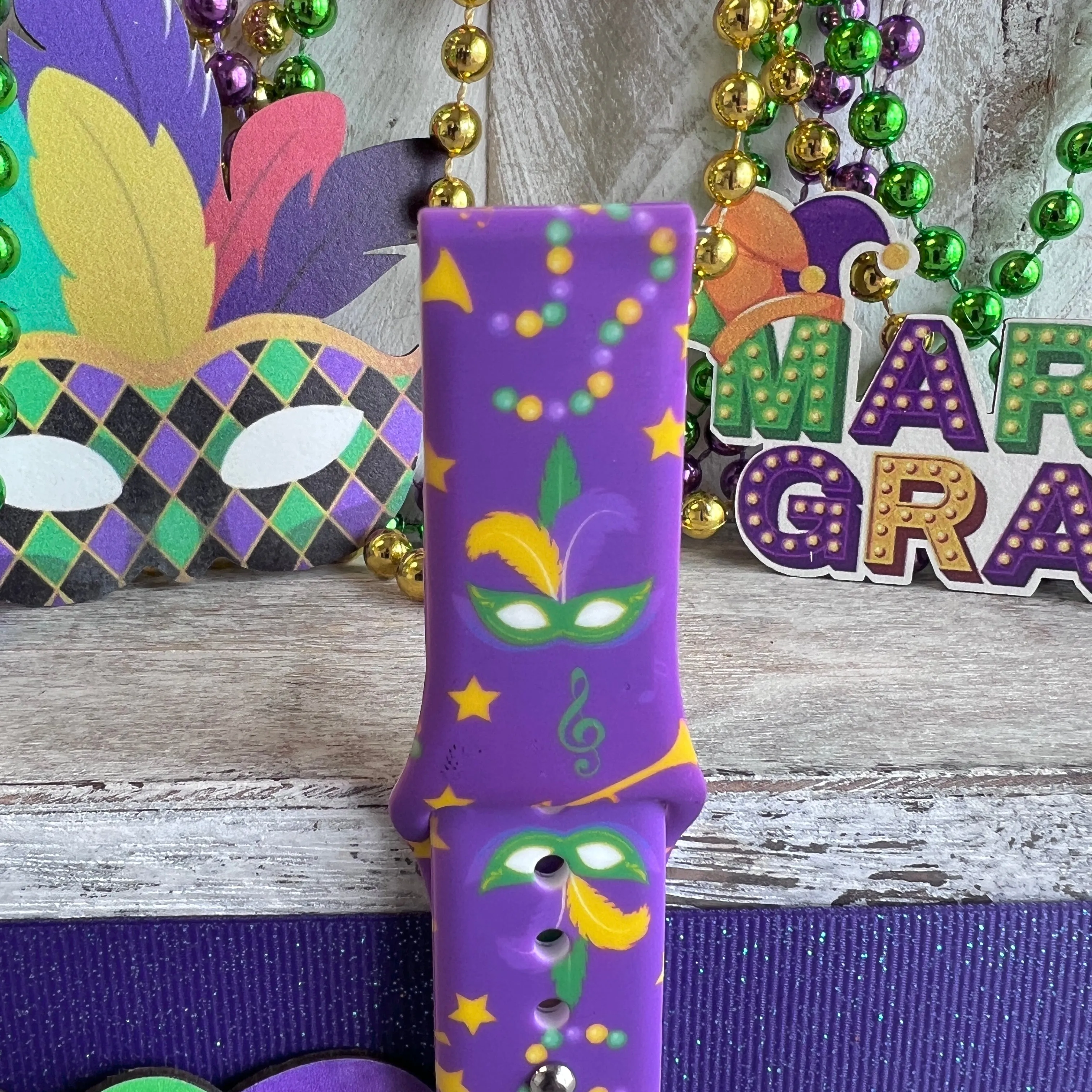 Mardi Gras Print Silicone Band For Samsung Watch