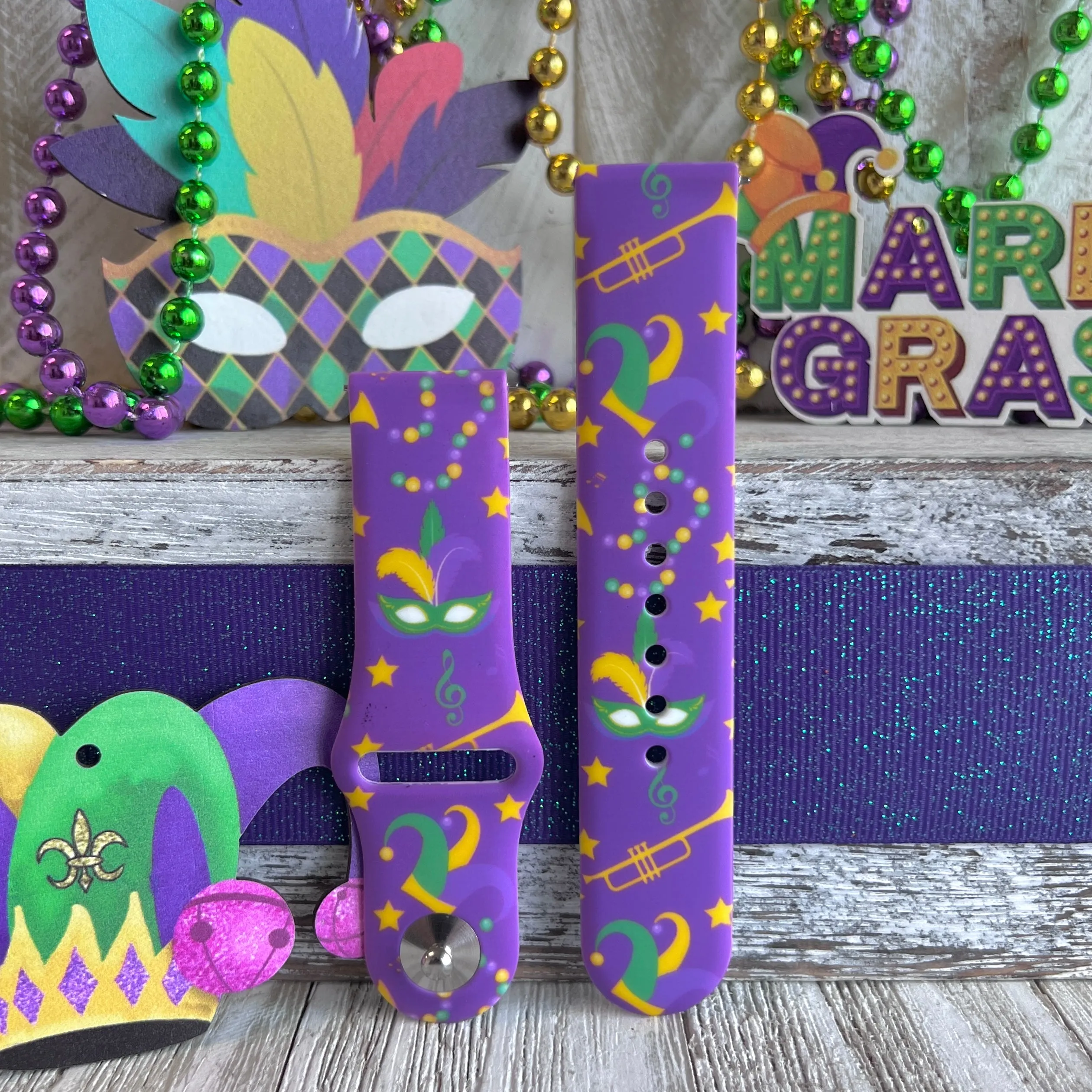 Mardi Gras Print Silicone Band For Samsung Watch