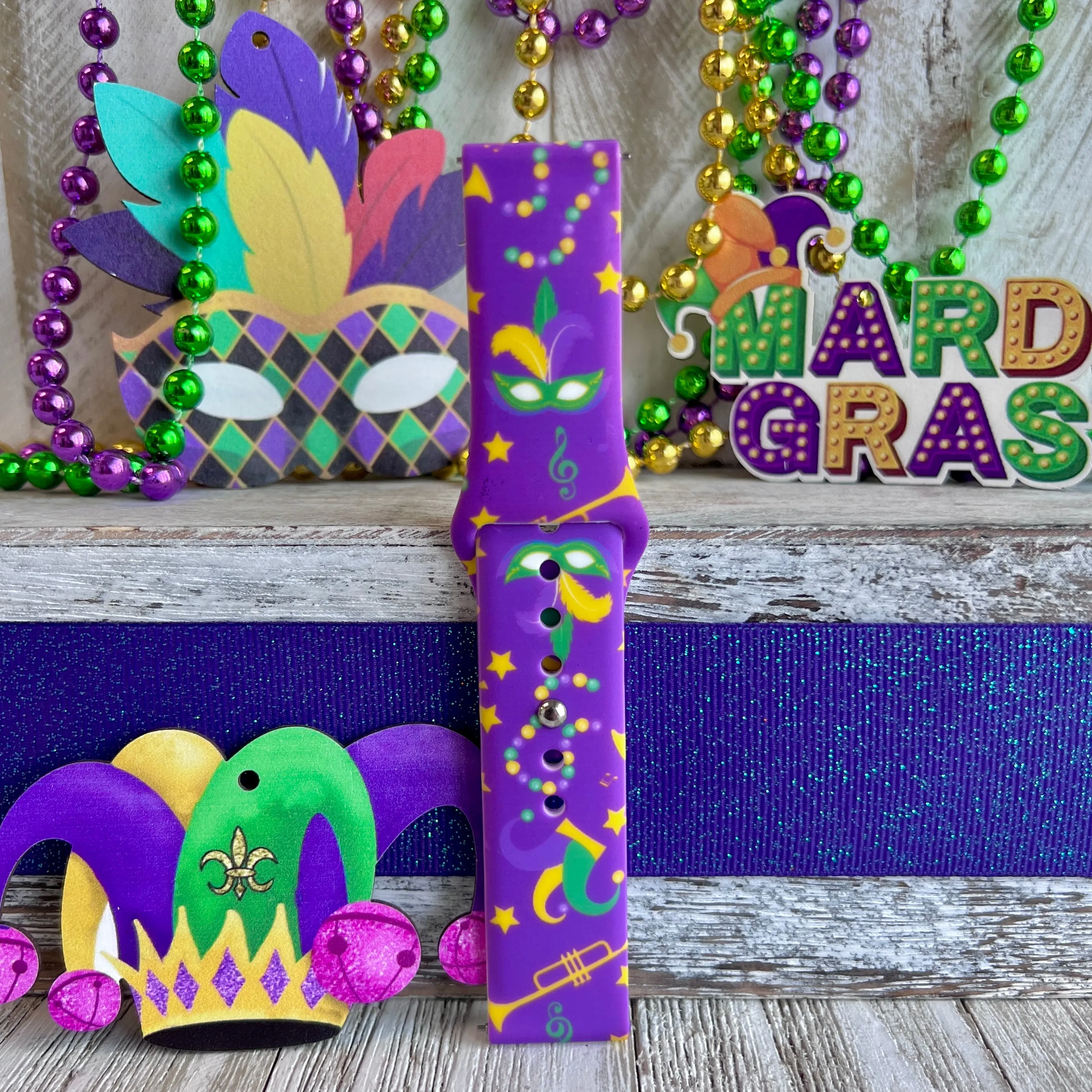 Mardi Gras Print Silicone Band For Samsung Watch