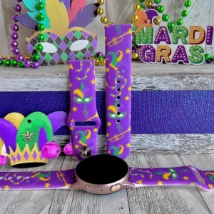 Mardi Gras Print Silicone Band For Samsung Watch