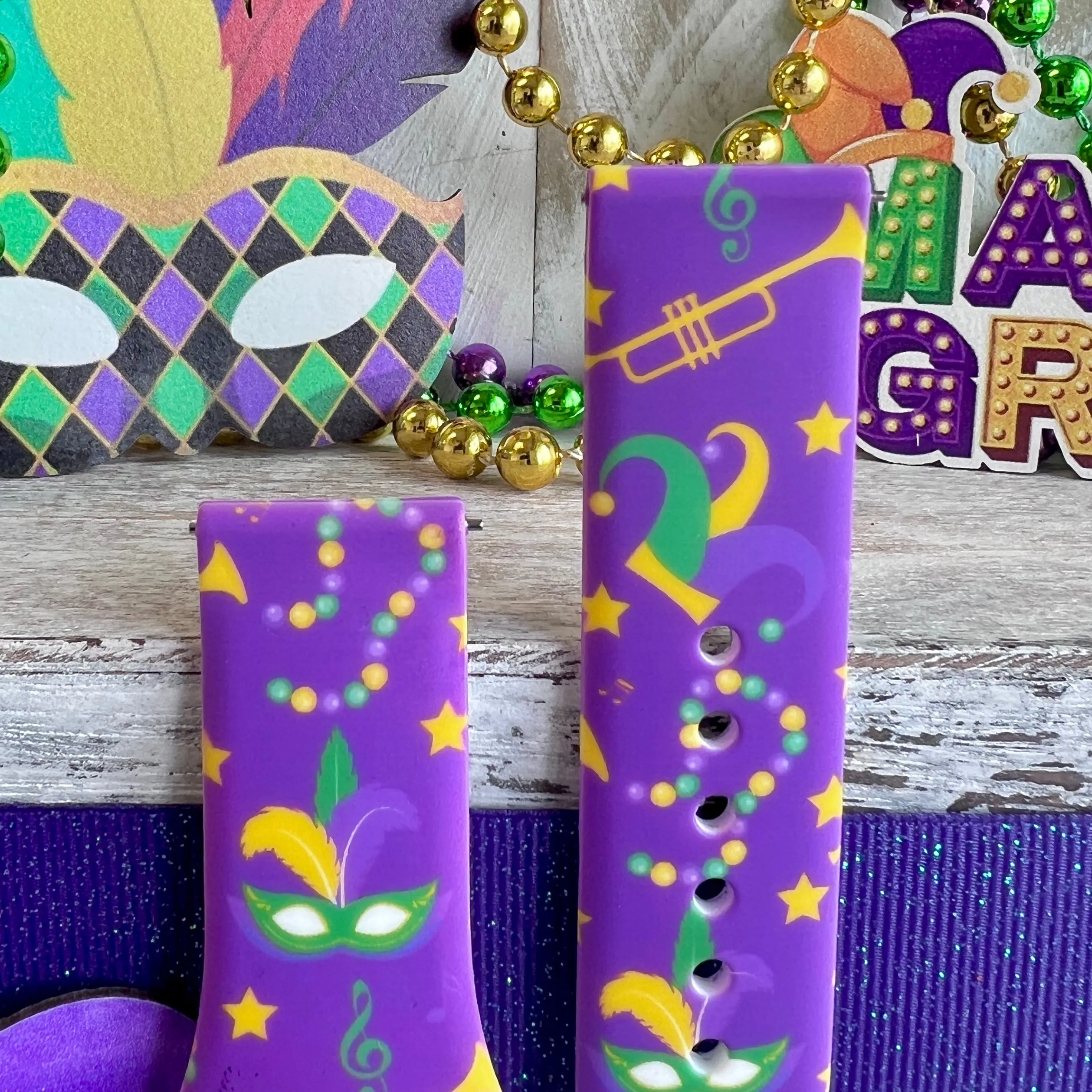 Mardi Gras Print Silicone Band For Samsung Watch