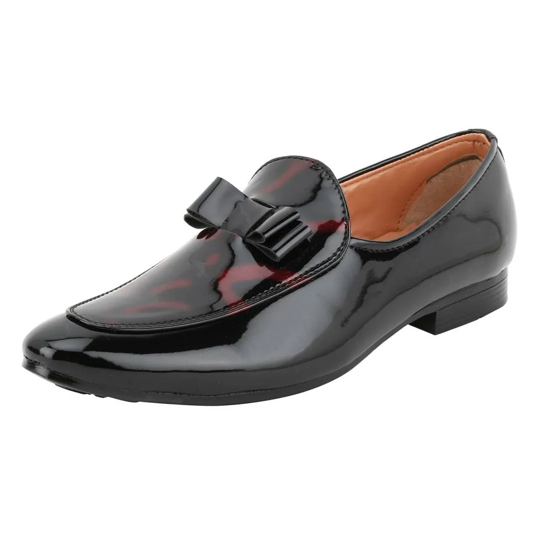 Men Glossy Black Synthetic Leather Shiny Patent Formal Shoes