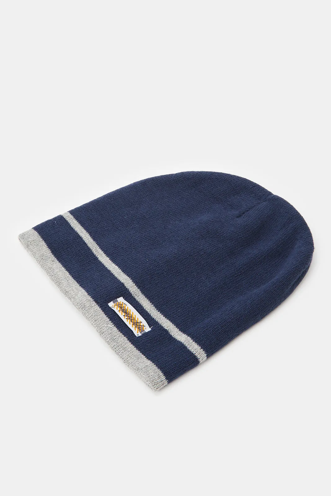 Men Grey And Navy Knitted Cap Set (Pack of 2)