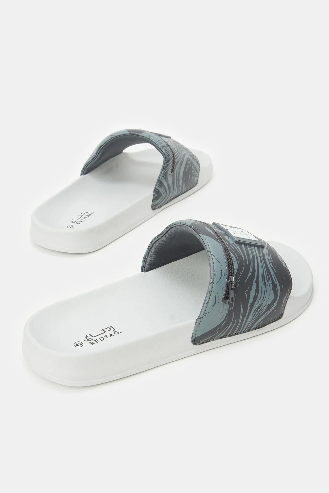 Men Navy Patch Work Slide