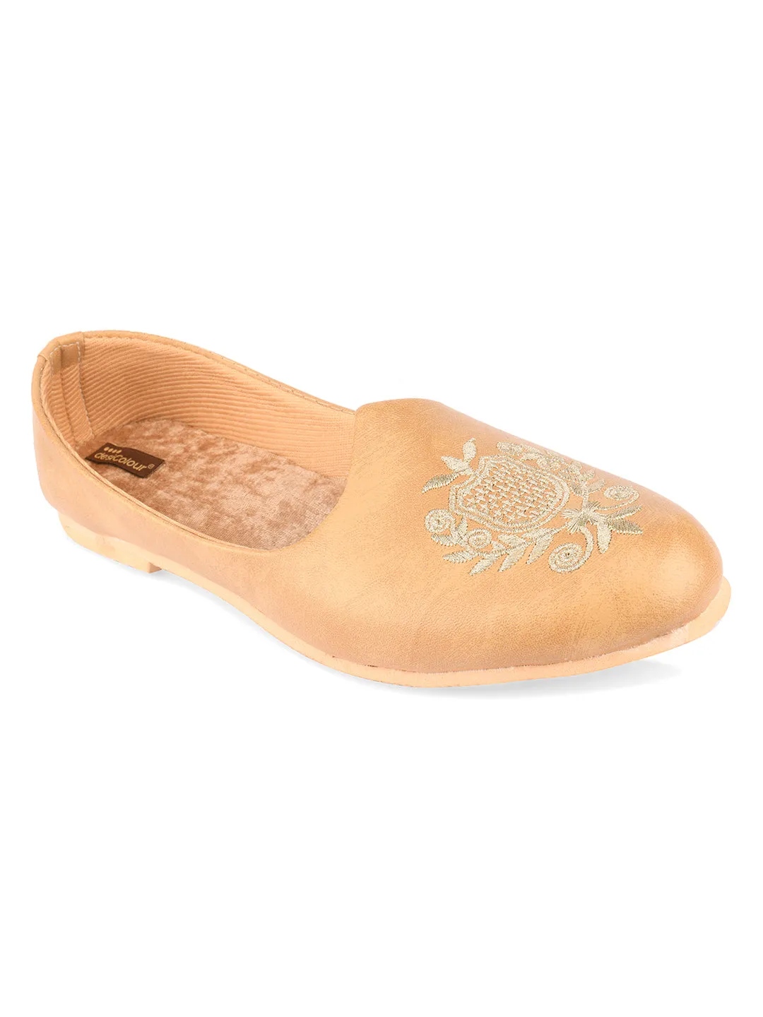 Men's Indian Ethnic Party Wear Beige Footwear - Desi Colour