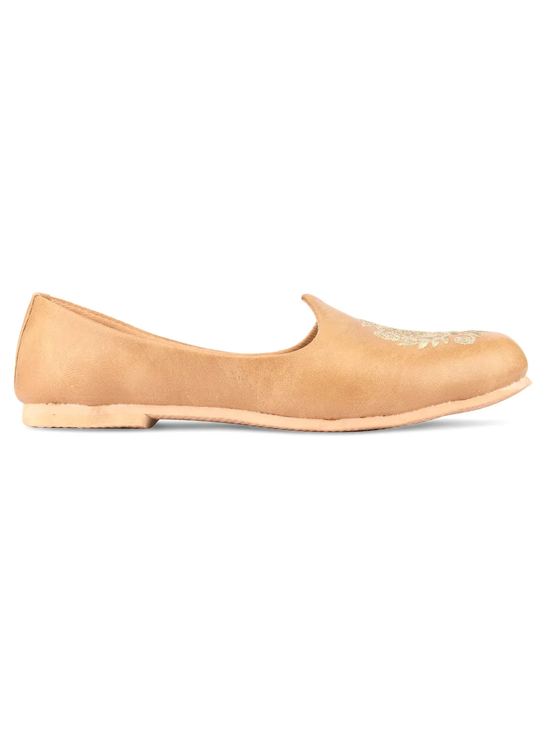Men's Indian Ethnic Party Wear Beige Footwear - Desi Colour