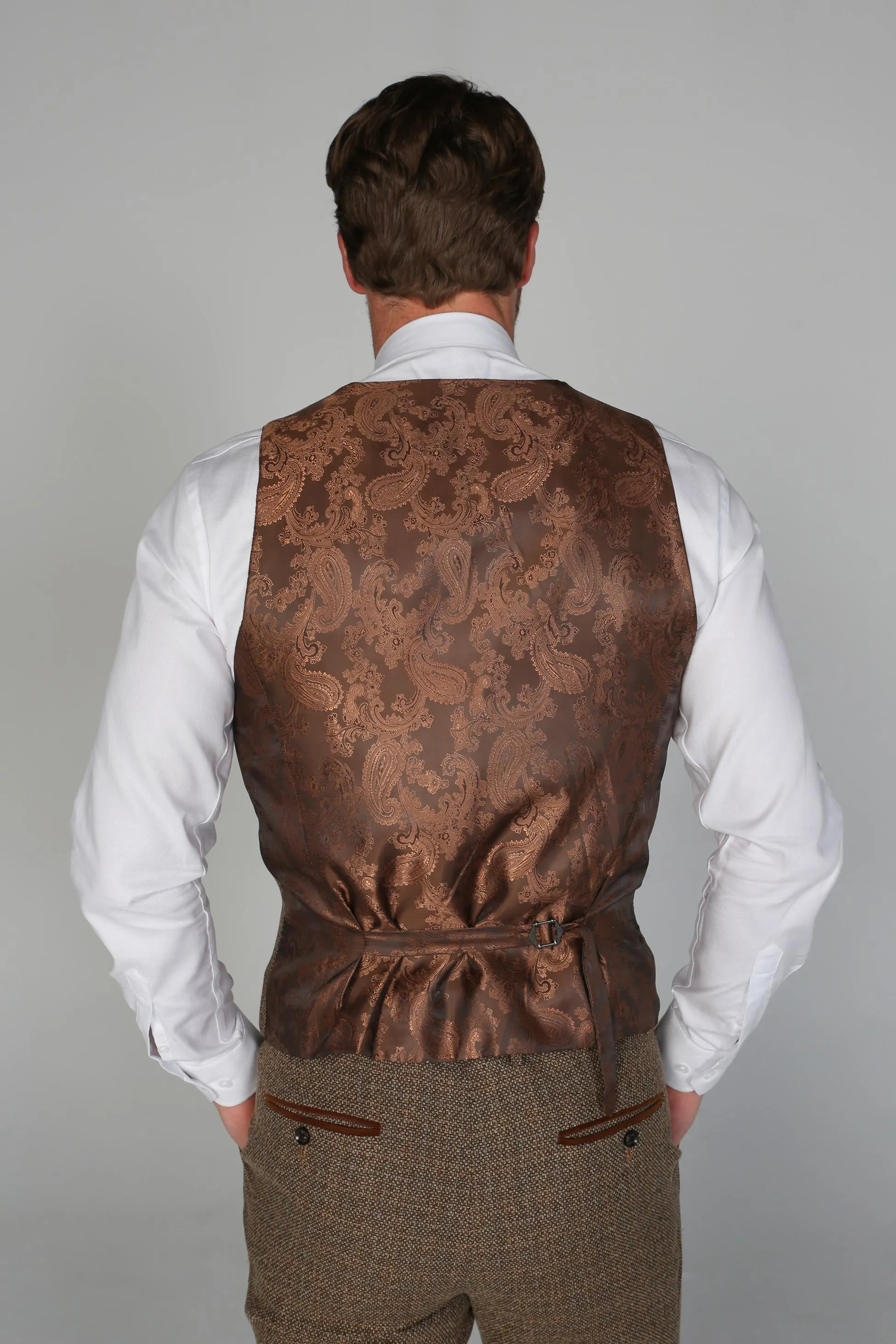 Men's Tweed-Like Tailored Fit  Formal Suit - RALPH - Brown