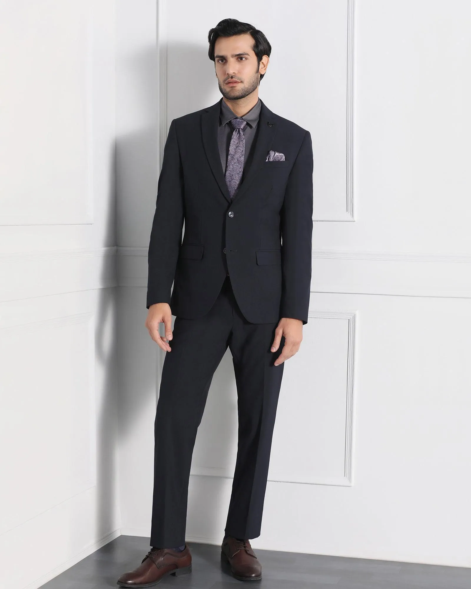 Must Haves Two Piece Blue Solid Formal Suit - Jerret