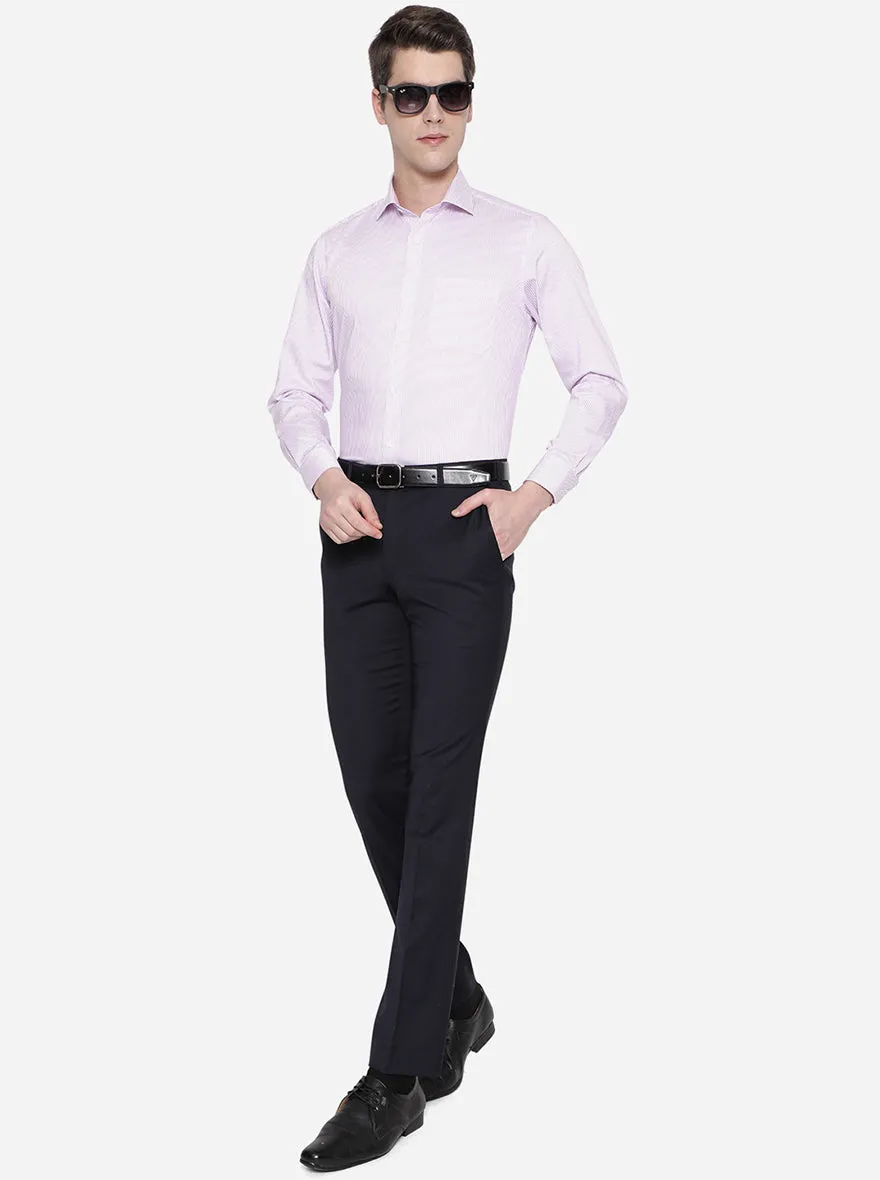 Navy Blue Solid Slim Fit Formal Trouser | JadeBlue