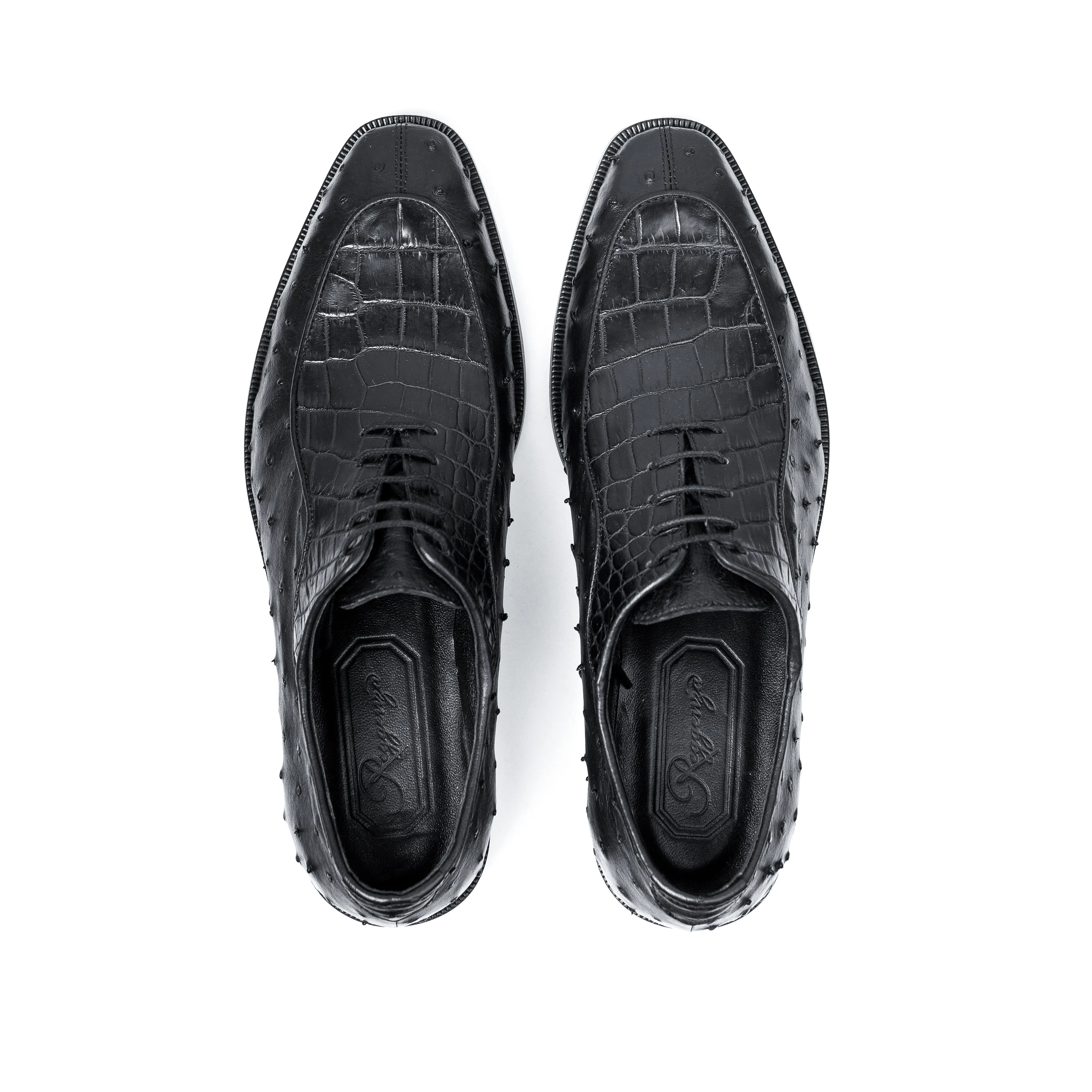OSTRICH & CROCODILE LEATHER DERBY SHOES