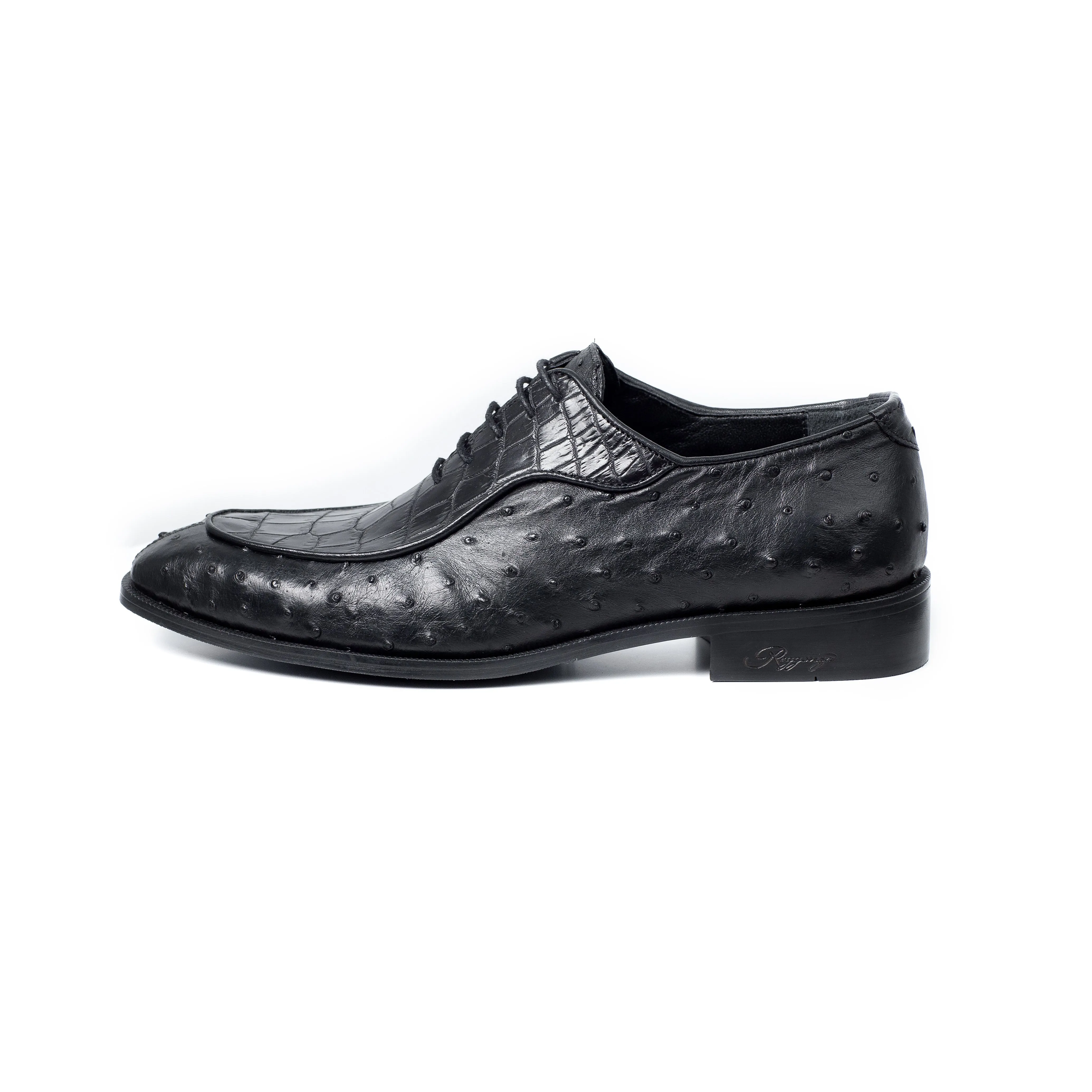 OSTRICH & CROCODILE LEATHER DERBY SHOES