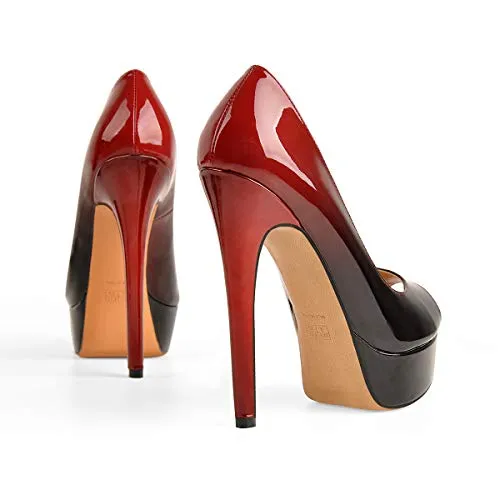 Peep Toe Silp-on High Heel Pumps Patent Leather