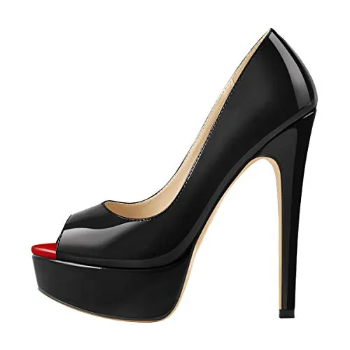 Peep Toe Silp-on High Heel Pumps Patent Leather