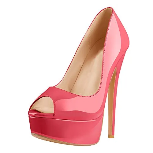 Peep Toe Silp-on High Heel Pumps Patent Leather