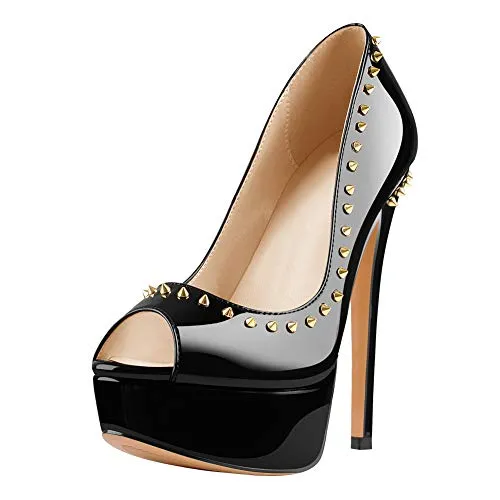 Peep Toe Silp-on High Heel Pumps Patent Leather