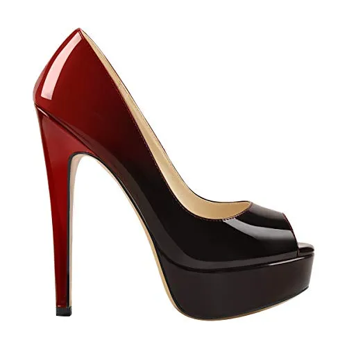 Peep Toe Silp-on High Heel Pumps Patent Leather