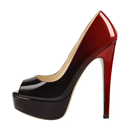 Peep Toe Silp-on High Heel Pumps Patent Leather