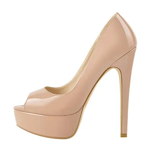 Peep Toe Silp-on High Heel Pumps Patent Leather