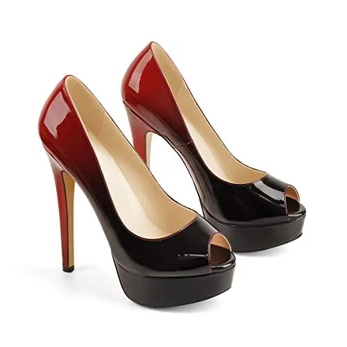 Peep Toe Silp-on High Heel Pumps Patent Leather