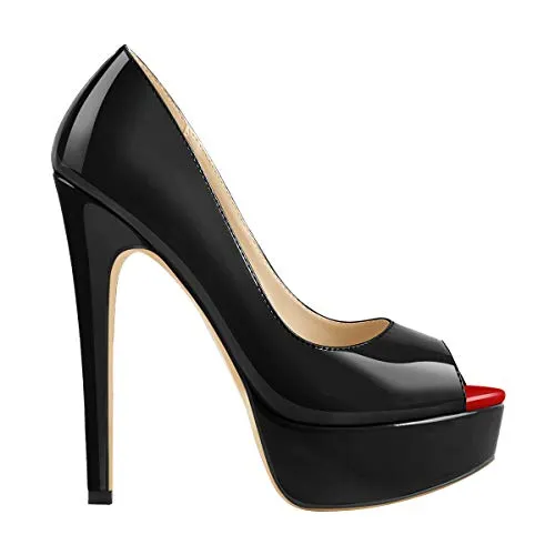 Peep Toe Silp-on High Heel Pumps Patent Leather
