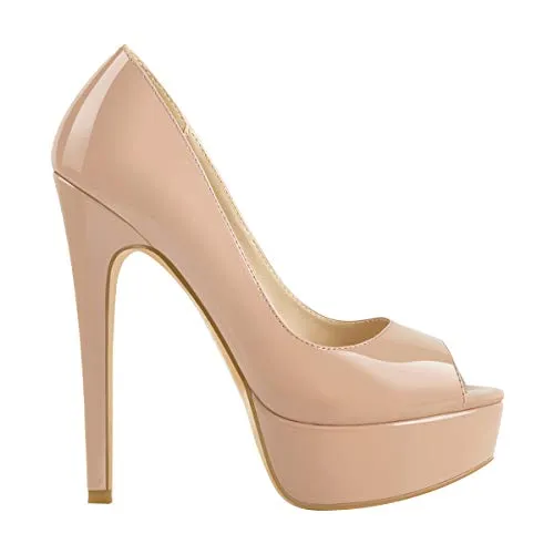 Peep Toe Silp-on High Heel Pumps Patent Leather