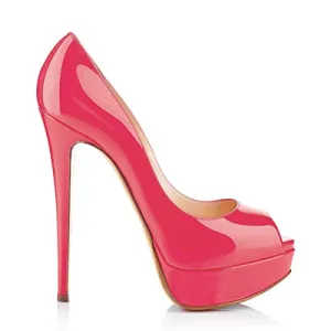 Peep Toe Silp-on High Heel Pumps Patent Leather
