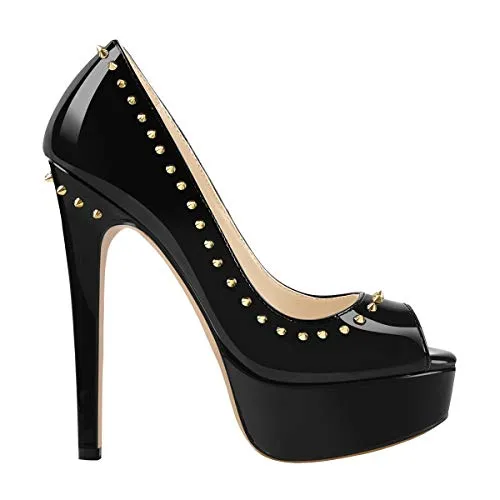 Peep Toe Silp-on High Heel Pumps Patent Leather