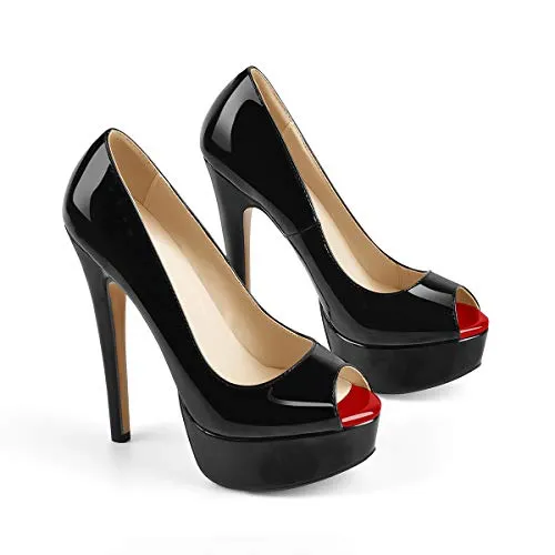 Peep Toe Silp-on High Heel Pumps Patent Leather